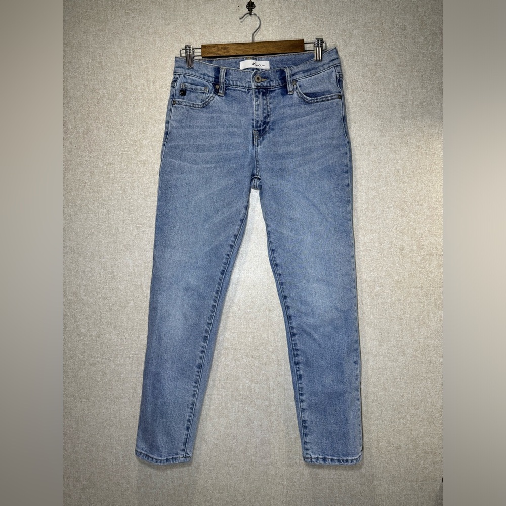 KanCan Light Wash Straight Leg Jeans Two Tone Details Boho Size 26